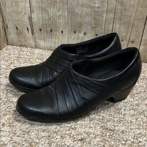 Women’s Clarks 9.5 Black Ingalls Tempo Leather Slip On Shoe Bootie